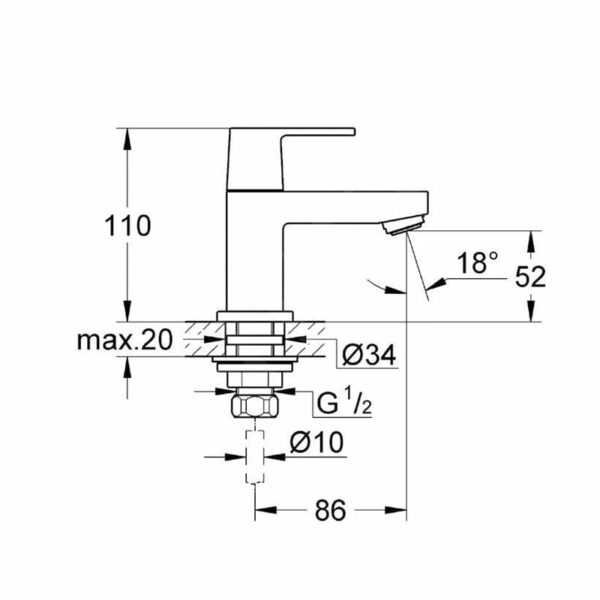 MITIGEUR LAVABO APPARENT EUROCUBE 23137000 – Image 2