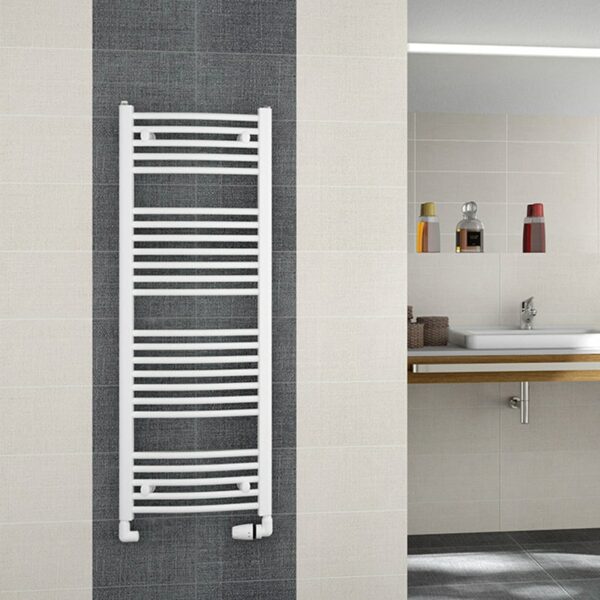 SECHE SERVIETTE ACIER 122X50 BLANC THERMAN RONDO – Image 2