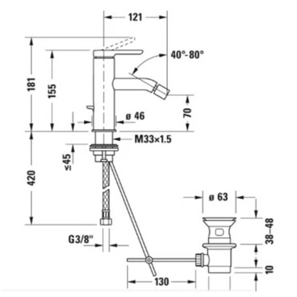 MITIGEUR BIDET APPARENT DURAVIT C1 – Image 2