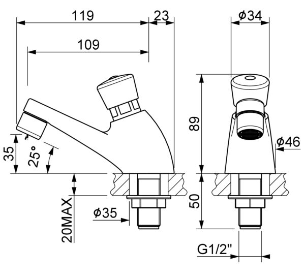 ROBINET LAVABO TEMPORISE MCM 9002 – Image 2