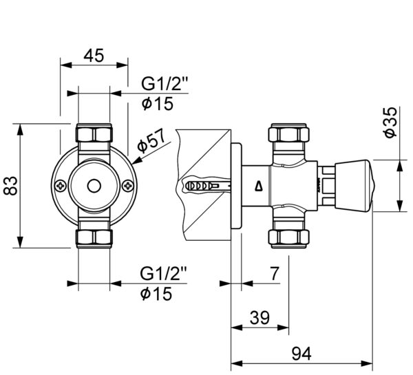 ROBINET TEMPORISER D'URINOI APPARENT 9006 MCM – Image 2