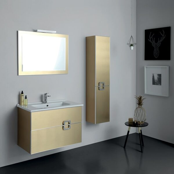 MEUBLE SALLE DE BAIN ECLAT 60CM GOLD 395 AVEC COLONNE SANIMEUBLE – Image 2