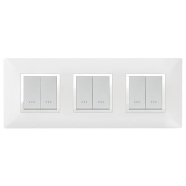 PLAQUE STIEL CARRE 704-6BC 2+2+2 BLANC A ENJOLI CHROME