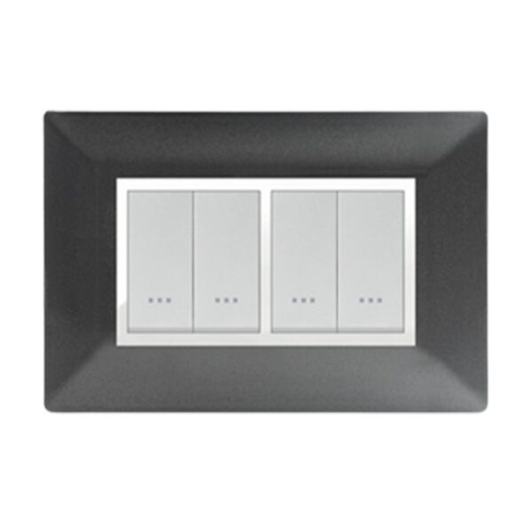 PLAQUE STIEL ALPHA 703-4NM 4 MODULES NOIR METALLISE