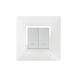 PLAQUE STIEL CARRE 704-2BC 2 MODULE BLANC AVEC ENJOLI CHROME