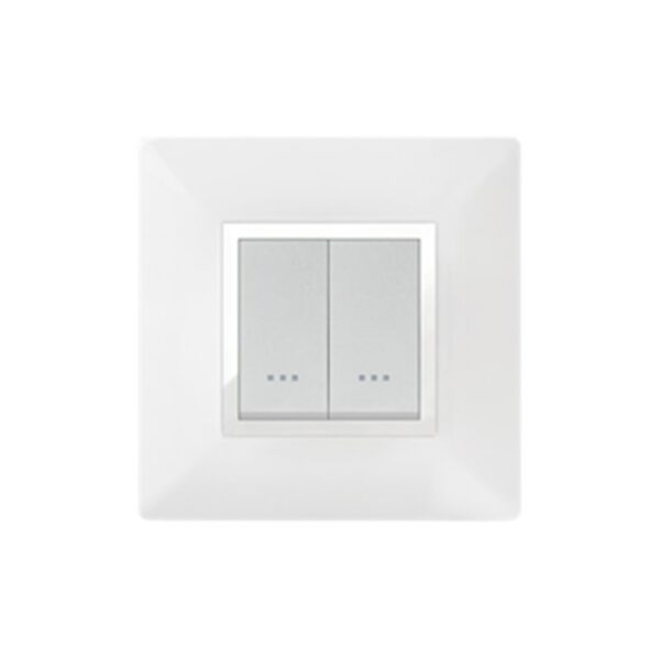 PLAQUE STIEL CARRE 704-2BC 2 MODULE BLANC AVEC ENJOLI CHROME