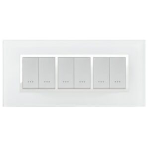 PLAQUE STIEL ALPHA 707-6VB 6 MODULE VERRE BLANC