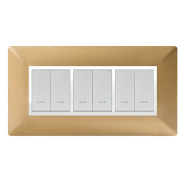 PLAQUE STIEL ALPHA 703-6D 6 MODULE DOREE