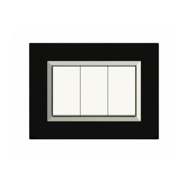 PLAQUE SOMEF NOVA 45PLN03NLC 3 MODULE NOIR AVEC CADRE CHROME