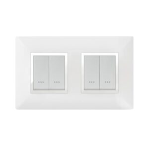 PLAQUE STIEL CARRE 704-4BC 2+2 BLANC AVEC ENJOLI CHROME