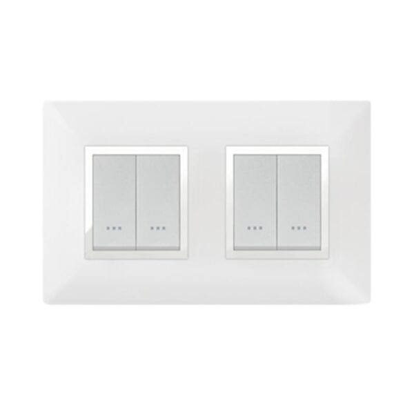 PLAQUE STIEL CARRE 704-4BC 2+2 BLANC AVEC ENJOLI CHROME